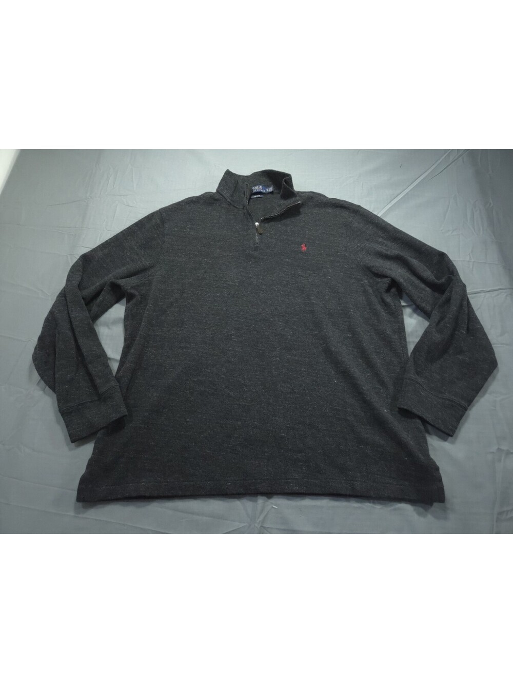Polo Ralph Lauren Sweater Mens XL Gray Estate Rib Quarter Zip Pullover Classic